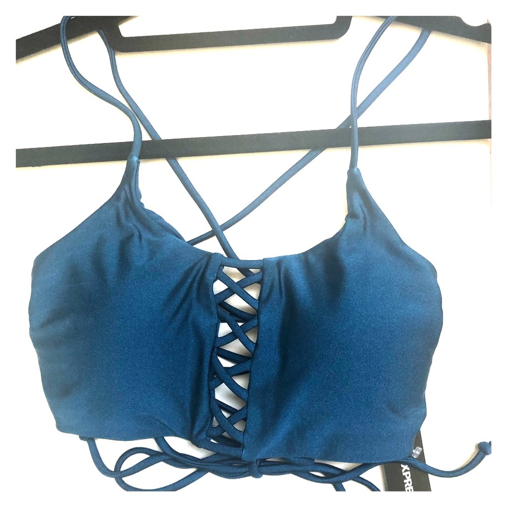 NWT Express Long Line Lattice Bikini Swim Top